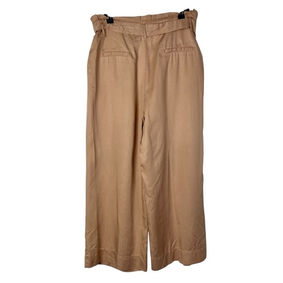 Zara Beige Pink Pleated High Rise Wide Leg Paperbag Pants 4 - Picture 2 of 4